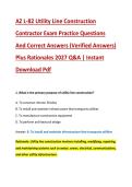 AZ L-82 Utility Line Construction &NewLine;Contractor Exam Practice Questions &NewLine;And Correct Answers &lpar;Verified Answers&rpar; &NewLine;Plus Rationales 2027 Q&A &vert; Instant &NewLine;Download Pdf 