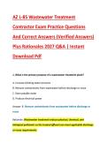 AZ L-85 Wastewater Treatment &NewLine;Contractor Exam Practice Questions &NewLine;And Correct Answers &lpar;Verified Answers&rpar; &NewLine;Plus Rationales 2027 Q&A &vert; Instant &NewLine;Download Pdf 