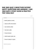 NUR 3065 QUIZ 3 OBJECTIVES PATIENT SAFETY QUESTIONS AND ANSWERS &vert; NUR 3065 QUIZ 3 STUDY GUIDE & PRACTICE TEST 2026&sol;2027