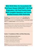 WGU D550 Ethics for Accountants OA &NewLine;Final Exam Newest 2026&sol;2027 &vert; OA Final &NewLine;Preparation &vert; OA Final Practice Exam &NewLine;With Complete Questions and Correct &NewLine;Detailed Answers With Rationales 