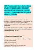 HESI Fundamentals Exam Spring EXAM &NewLine;STUDY GUIDE 2026&sol;2027 COMPLETE &NewLine;QUESTIONS WITH VERIFIED CORRECT &NewLine;ANSWERS &vert;&vert; 100&percnt; GUARANTEED PASS &NewLine;NEWEST VERSION 