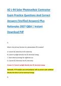 AZ L-94 Solar Photovoltaic Contractor &NewLine;Exam Practice Questions And Correct &NewLine;Answers &lpar;Verified Answers&rpar; Plus &NewLine;Rationales 2027 Q&A &vert; Instant &NewLine;Download Pdf