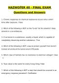 HAZWOPER 40 Final Exam Newest 2026 Actual Questions and Correct Answers &lpar;Latest 2026 &sol; 2027 Update&rpar; Graded A&plus; 100&percnt; Guarantee Verified by Experts