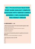 FAC-C Proctored Exam Bank EXAM &NewLine;STUDY GUIDE 2026&sol;2027 COMPLETE &NewLine;QUESTIONS WITH VERIFIED CORRECT &NewLine;ANSWERS &vert;&vert; 100&percnt; GUARANTEED &NewLine;PASS NEWEST VERSION &NewLine; 