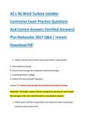 AZ L-96 Wind Turbine Installer &NewLine;Contractor Exam Practice Questions &NewLine;And Correct Answers &lpar;Verified Answers&rpar; &NewLine;Plus Rationales 2027 Q&A &vert; Instant &NewLine;Download Pdf