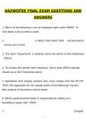 HAZWOPER FINAL EXAM Newest 2026 Actual Questions and Correct Answers &lpar;Latest 2026 &sol; 2027 Update&rpar; Graded A&plus; 100&percnt; Guarantee Verified by Experts