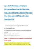 AZ L-99 Prefabricated Structures &NewLine;Contractor Exam Practice Questions &NewLine;And Correct Answers &lpar;Verified Answers&rpar; &NewLine;Plus Rationales 2027 Q&A &vert; Instant &NewLine;Download Pdf