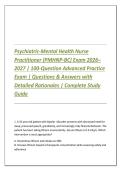 Psychiatric-Mental Health Nurse Practitioner &lpar;PMHNP-BC&rpar; Exam 2026&ndash;2027 &vert; 100-Question Advanced Practice Exam &vert; Questions & Answers with Detailed Rationales &vert; Complete Study Guide