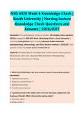 NSG 6020 Week 6 Knowledge Check &vert; &NewLine;South University &vert; Nursing Lecture &NewLine;Knowledge Check Questions and &NewLine;Answers &vert; 2026&sol;2027 
