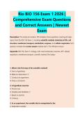 Rio BIO 156 Exam 1 2026 &vert; &NewLine;Comprehensive Exam Questions &NewLine;and Correct Answers &vert; Newest &NewLine;Exam 