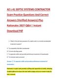 AZ L-41 SEPTIC SYSTEMS CONTRACTOR &NewLine;Exam Practice Questions And Correct &NewLine;Answers &lpar;Verified Answers&rpar; Plus &NewLine;Rationales 2027 Q&A &vert; Instant &NewLine;Download Pdf 