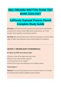 BSIS FIREARM WRITTEN EXAM TEST &NewLine;BANK 2026&sol;2027 &NewLine;California Exposed Firearm Permit &NewLine;Complete Study Guide 