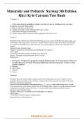 Test Bank for Maternity and Pediatric Nursing&comma; 5th Edition by Ricci&comma; Kyle & Carman &vert; Complete Questions & Answers&NewLine;&NewLine;