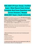 NSG 6020 3P Exam Study &vert; Verified &NewLine;Exam &vert; Most Recent Exam Actual &NewLine;Complete Real Exam Questions and &NewLine;Correct Answers &vert; Newest &NewLine;2026&sol;2027 Exam &vert; South University 