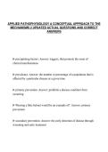 APPLIED PATHOPHYSIOLOGY A CONCEPTUAL APPROACH TO THE&NewLine;MECHANISMS 2 UPDATED ACTUAL QUESTIONS AND CORRECT&NewLine;ANSWERS