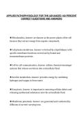 APPLIED PATHOPHYSIOLOGY FOR THE ADVANCED 100 PERCENT&NewLine;CORRECT QUESTIONS AND ANSWERS