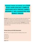 ADVANCED TRAUMA LIFE SUPPORT &lpar;ATLS&rpar; EXAM &NewLine;STUDY GUIDE 2026&sol;2027 COMPLETE &NewLine;QUESTIONS WITH VERIFIED CORRECT &NewLine;ANSWERS &vert;&vert; 100&percnt; GUARANTEED PASS &NewLine;NEWEST VERSION 