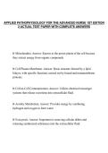 APPLIED PATHOPHYSIOLOGY FOR THE ADVANCED NURSE 1ST EDITION&NewLine;2 ACTUAL TEST PAPER WITH COMPLETE ANSWERS