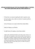 APPLIED PATHOPHYSIOLOGY FOR THE ADVANCED NURSE 1ST EDITION&NewLine;TEST PAPER QUESTIONS AND SOLUTIONS GRADED A A&plus;