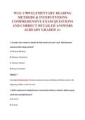 WGU C909 ELEMENTARY READING&NewLine;METHODS & INTERVENTIONS&NewLine;COMPREHENSIVE EXAM QUESTIONS&NewLine;AND CORRECT DETAILED ANSWERS&NewLine;ALREADY GRADED A&plus;