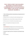 WGU C909 ELEMENTARY READING&NewLine;METHODS & INTERVENTIONS&NewLine;COMPREHENSIVE EXAM QUESTIONS&NewLine;AND CORRECT DETAILED ANSWERS&NewLine;ALREADY GRADED A&plus;