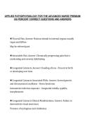 APPLIED PATHOPHYSIOLOGY FOR THE ADVANCED NURSE PREMIUM&NewLine;100 PERCENT CORRECT QUESTIONS AND ANSWERS