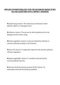 APPLIED PATHOPHYSIOLOGY FOR THE ADVANCED NURSE STUDY&NewLine;SOLVED QUESTIONS WITH CORRECT ANSWERS