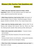 Missouri CDL Practice Test Latest 2026 Actual Questions & Verified Answers &lpar;2026 &sol; 2027&rpar; A&plus; Grade 100&percnt; Guarantee Verified by Experts