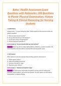 Bates' Health Assessment Exam Questions with Rationales&colon; 200 Questions to Master Physical Examination&comma; History Taking & Clinical Reasoning for Nursing Students