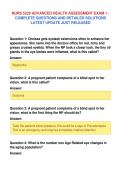 NURS 5220 ADVANCED HEALTH ASSESSMENT EXAM 1 &NewLine;COMPLETE QUESTIONS AND DETAILED SOLUTIONS&NewLine;LATEST UPDATE JUST RELEASED