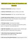 ServSafe Cheat Sheet Exam All Questions Latest 2026 Actual Questions & Verified Answers &lpar;2026 &sol; 2027&rpar; A&plus; Grade 100&percnt; Guarantee Verified by Experts&period;