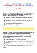 NURSING CARE FOR CHILDREN ATI PROCTORED&NewLine;QUESTIONS BANK EXAM - COMPLETE QUESTIONS AND&NewLine;DETAILED SOLUTIONS LATEST UPDATE THIS YEAR JUST&NewLine;RELEASED