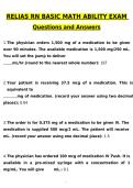 Relias RN Basic Math Ability Exam Latest 2026 Actual Questions and Verified Answers &lpar;Latest 2026 &sol; 2027 Update&rpar; A&plus; Grade 100&percnt; Guarantee Verified by Experts&period;