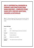NR511 Differential Diagnosis & Primary Care Practicum Final Exam 2026&ndash;2027 &ndash; Practice Questions with Answers & Rationales &vert; Study Guide