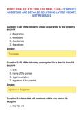 PERRY REAL ESTATE COLLEGE FINAL EXAM - COMPLETE&NewLine;QUESTIONS AND DETAILED SOLUTIONS LATEST UPDATE&NewLine;JUST RELEASED