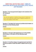 PERRY REAL ESTATE FINAL EXAM - COMPLETE&NewLine;QUESTIONS AND DETAILED SOLUTIONS LATEST UPDATE&NewLine;JUST RELEASED