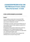ATI RN NUTRITION PROCTORED ACTUAL EXAM &NewLine;2026 &vert; NGN Questions & Answers &vert; Updated &NewLine;Edition &vert; Pass Guaranteed - A&plus; Graded&period;