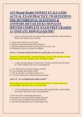 ATI Mental Health NEWEST EVALUATED &NewLine;ACTUAL EXAM PRACTICE 170 QUESTIONS &NewLine;2026 2027&vert;ORIGINAL QUESTIONS & &NewLine;ANSWERS &vert;DETAILED RATIONALES &NewLine;&vert;HINTED COMPLETE EXAM PREP GRADED &NewLine;A&plus;&ast;INSTANT DOWNLOAD PDF&ast;