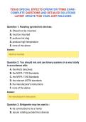 TEXAS SPECIAL EFFECTS OPERATOR TFM06 EXAM &NewLine;COMPLETE QUESTIONS AND DETAILED SOLUTIONS&NewLine;LATEST UPDATE THIS YEAR JUST RELEASED