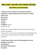 WGU D487 Secure Software Design Exam Latest 2026 Actual Questions & Verified Answers &lpar;2026 &sol; 2027&rpar; A&plus; Grade 100&percnt; Guarantee Verified by Experts