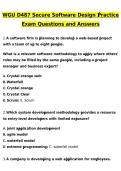 WGU D487 Secure Software Design Practice Exam Latest 2026 Actual Questions & Verified Answers &lpar;2026 &sol; 2027&rpar; A&plus; Grade 100&percnt; Guarantee Verified by Experts