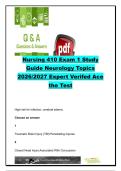 Nursing 410 Exam 1 Neurology Study Guide 2026&sol;2027 &ndash; 50&plus; Q&A &vert; TBI&comma; ICP&comma; Stroke&sol;TIA&comma; Epilepsy&comma; Parkinson&rsquo;s&comma; Migraines & Pain