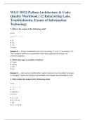 WGU D522 Python Architecture & CodeQuality Workbook &vert; 12 Refactoring Labs&comma; &NewLine;Troubleshootin&comma; Exams of Information &NewLine;Technology