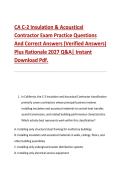 CA C-2 Insulation & Acoustical &NewLine;Contractor Exam Practice Questions &NewLine;And Correct Answers &lpar;Verified Answers&rpar; &NewLine;Plus Rationale 2027 Q&A&vert; Instant &NewLine;Download Pdf&period; 