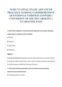 NURS 711 FINAL EXAM&colon; ADVANCED&NewLine;PRACTICE NURSING COMPREHENSIVE&NewLine;QUESTIONS & VERIFIED ANSWERS &vert;&NewLine;UNIVERSITY OF SOUTH CAROLINA &vert;&NewLine;GUARANTEE PASS