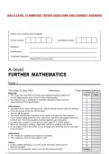 AQA A LEVEL 19 REMOVED TESTED QUESTIONS AND CORRECT ANSWERS