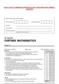 AQA A LEVEL 20 REMOVED UPDATED ACTUAL QUESTIONS AND CORRECT&NewLine;ANSWERS