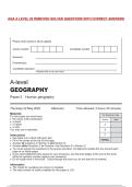 AQA A LEVEL 25 REMOVED SOLVED QUESTIONS WITH CORRECT ANSWERS