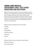 AMEDD ARMY MEDICAL&NewLine;DEPARTMENT FINAL TEST PAPER&NewLine;QUESTIONS AND SOLUTIONS