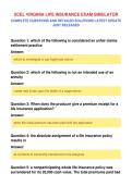 XCEL VIRGINIA LIFE INSURANCE EXAM SIMULATOR&NewLine;COMPLETE QUESTIONS AND DETAILED SOLUTIONS LATEST UPDATE&NewLine;JUST RELEASED